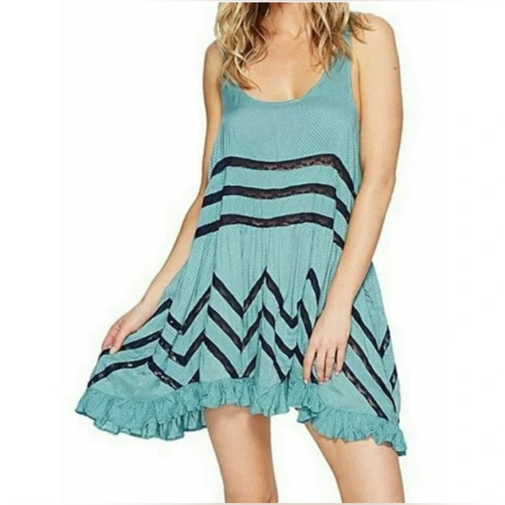Intimately Free People Voile Trapeze Slip Dress Polka Dot Lace | Size XS